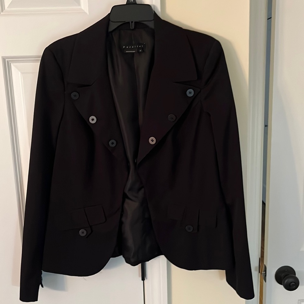 Black blazer button lapel